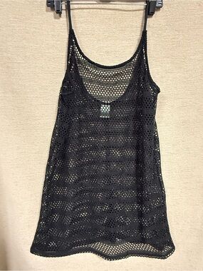 wild fable Black Crochet Tank Swim Cover-Up